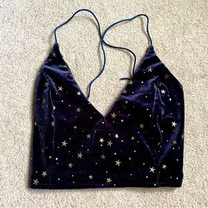 SHEIN/ROMWE Velvet Tie Back Star Top